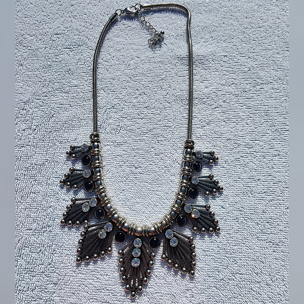 Intricate Silver and Blue Beaded Necklace
